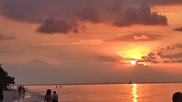 Volcano through sunset haze